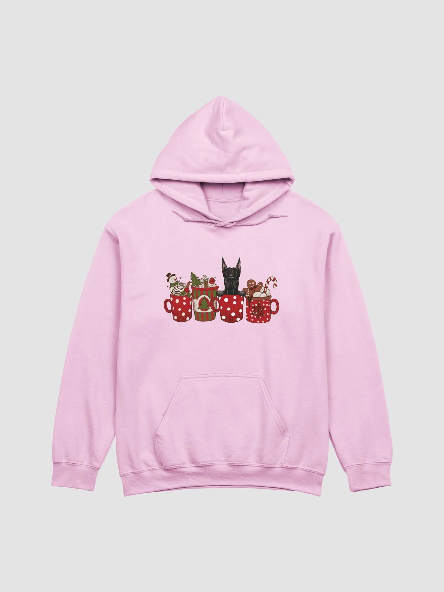 Cute Great Dane in a Christmas Cup Hooded Sweatshirt | Funny Christmas Pup in a Cup product image (9)