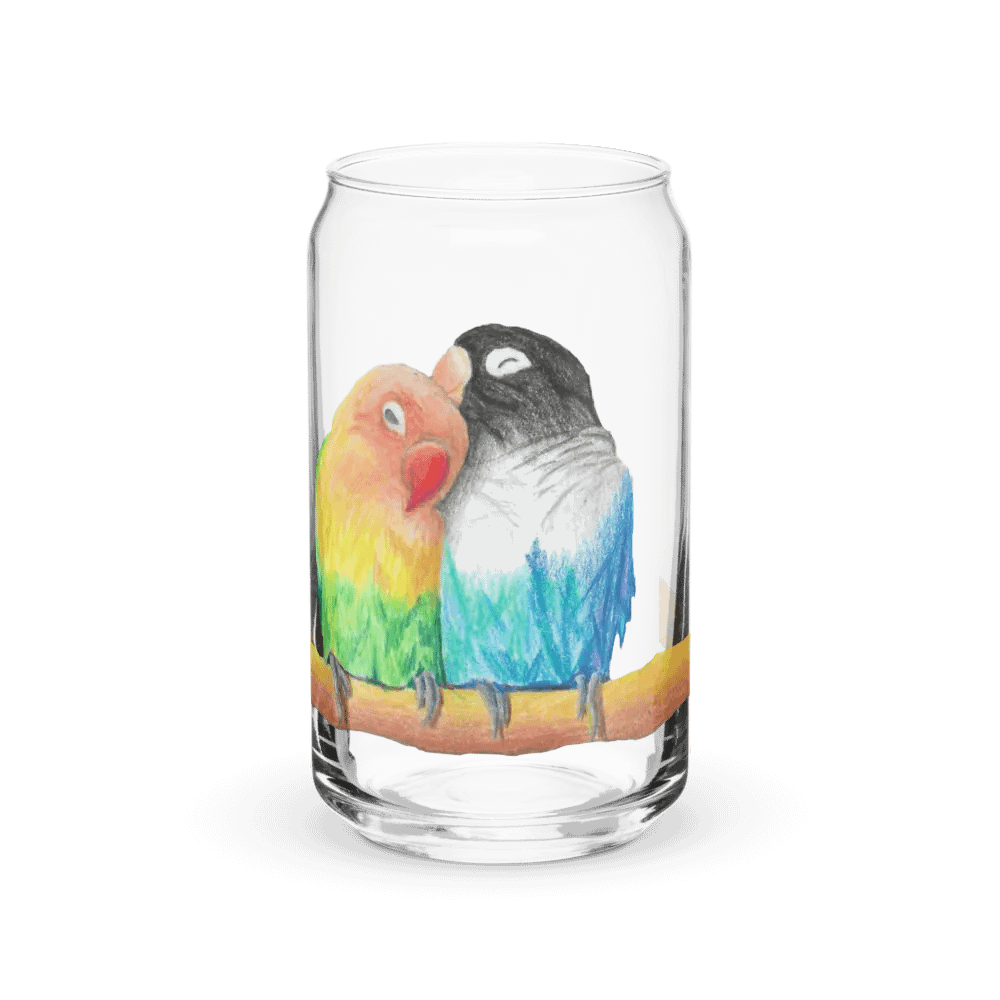 Lovebirds Drawing Glass Can Cup product image (2)