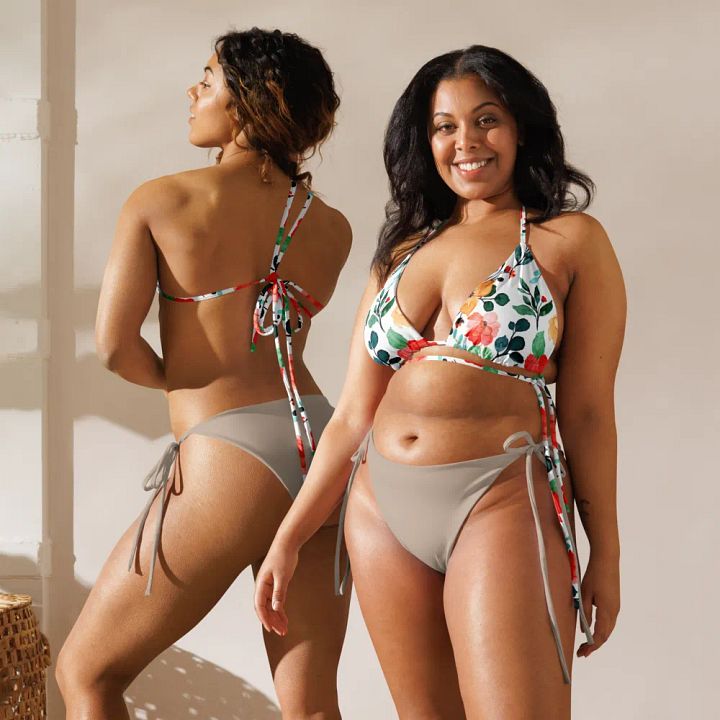 Watercolour Floral Pattern String Bikini Top - v7 product image (1)