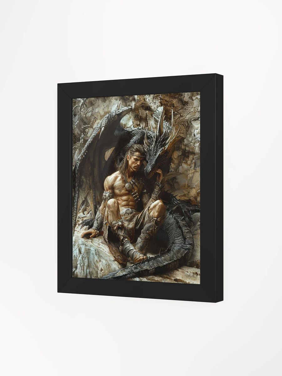 Warrior resting with his dragon - Framed High Quality Matte Poster product image (20)