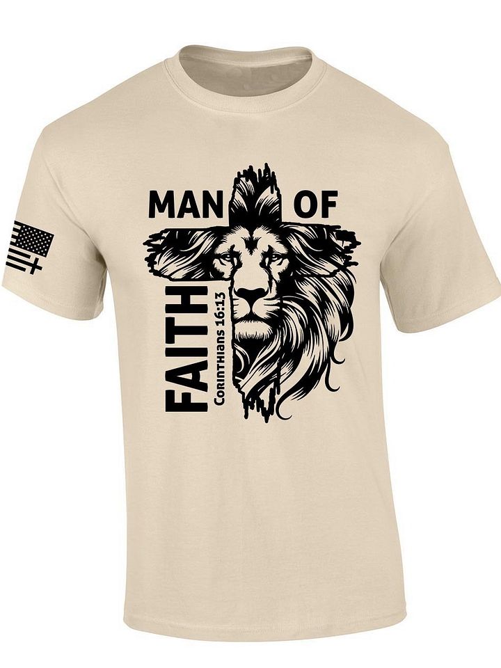 Mens Christian T-shirt Man of Faith Corinthians 16:13 Short Sleeve T-shirt product image (2)