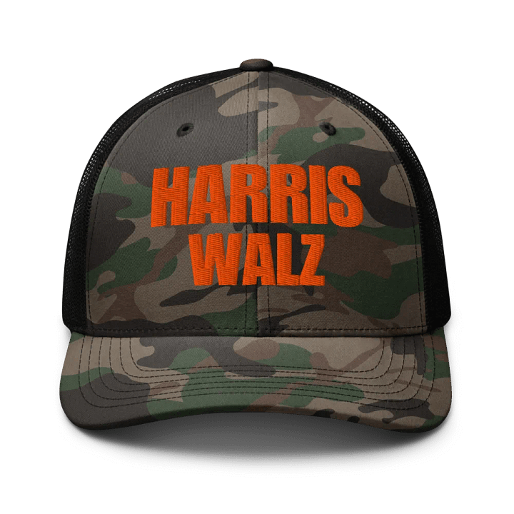 Harris Walz Camouflage Trucker Hat, Embroidered Hat product image (2)