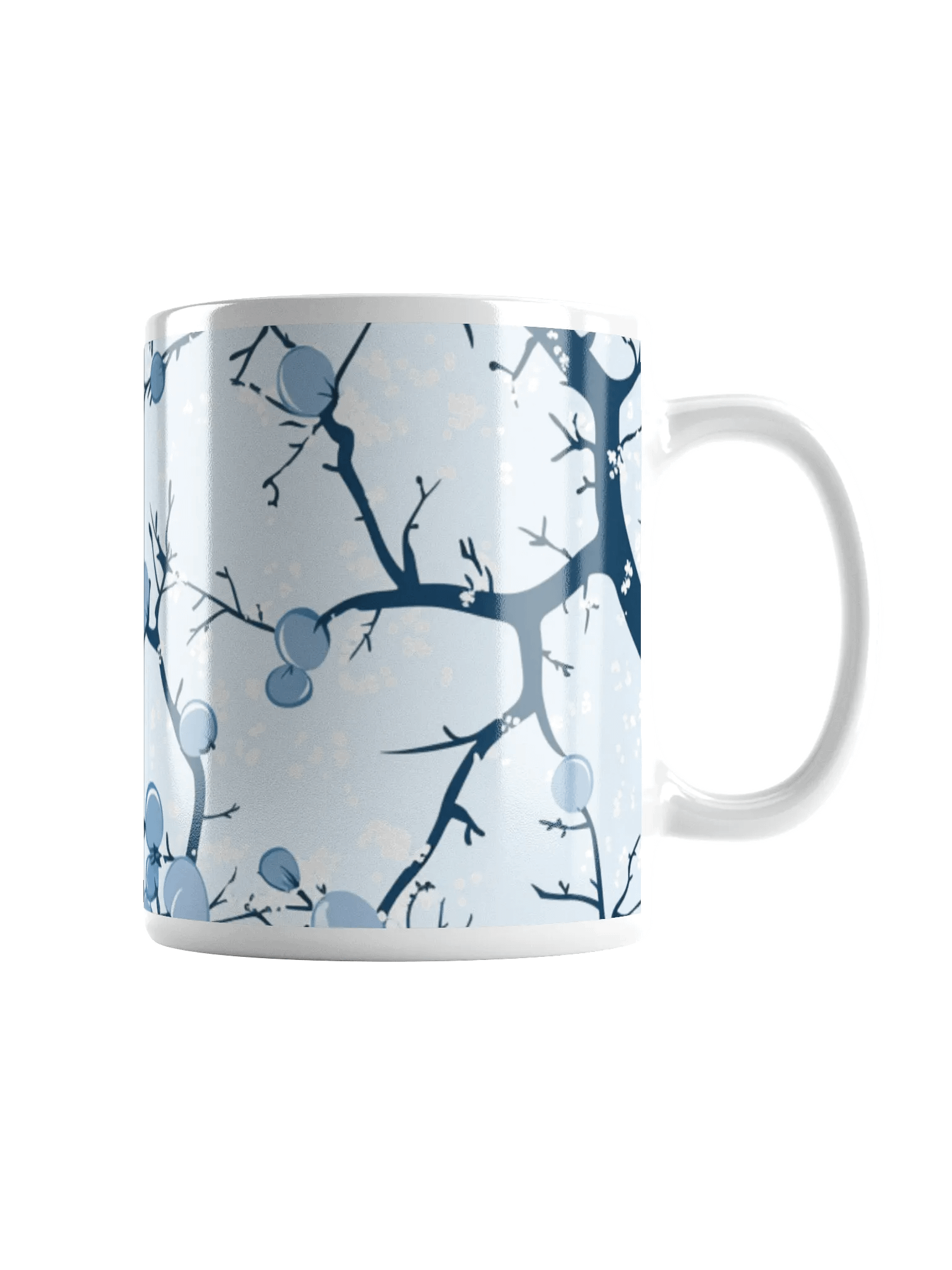 Light Blue and White Floral White Glossy Ceramic Mug by Treasure Pie product image (1)