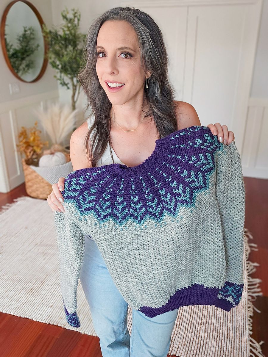 Pine Fair Isle Crochet Sweater Pattern product image (8)