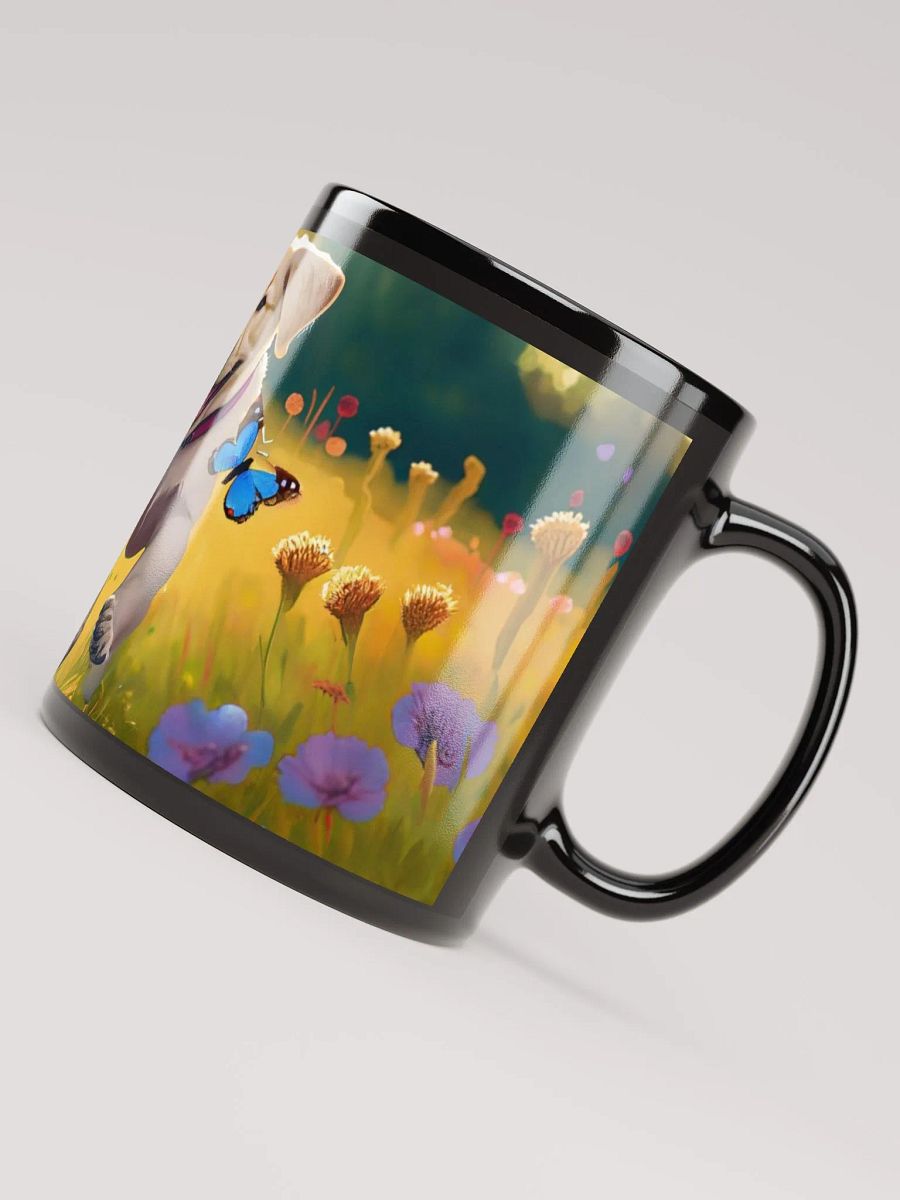 Floral Fetch: Black Glossy Mug for Dog Lovers flower mug product image (6)