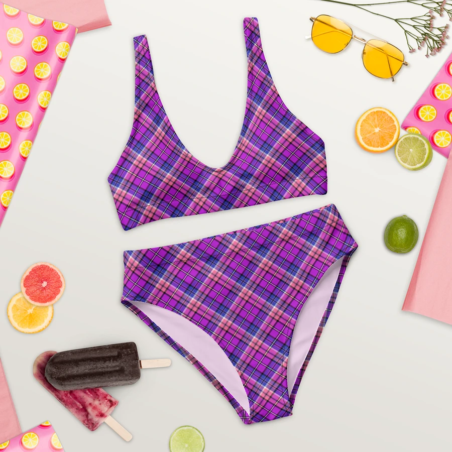 Bright Purple, Pink, and Blue Plaid Bikini product image (9)