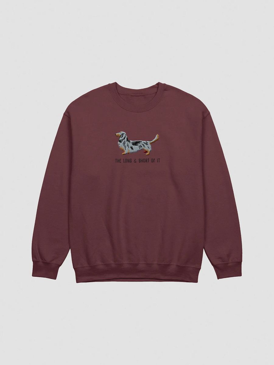 The Long & Short of It Sweatshirt (Embroidered) of a Longhaired Dachshund(Dapple) product image (2)