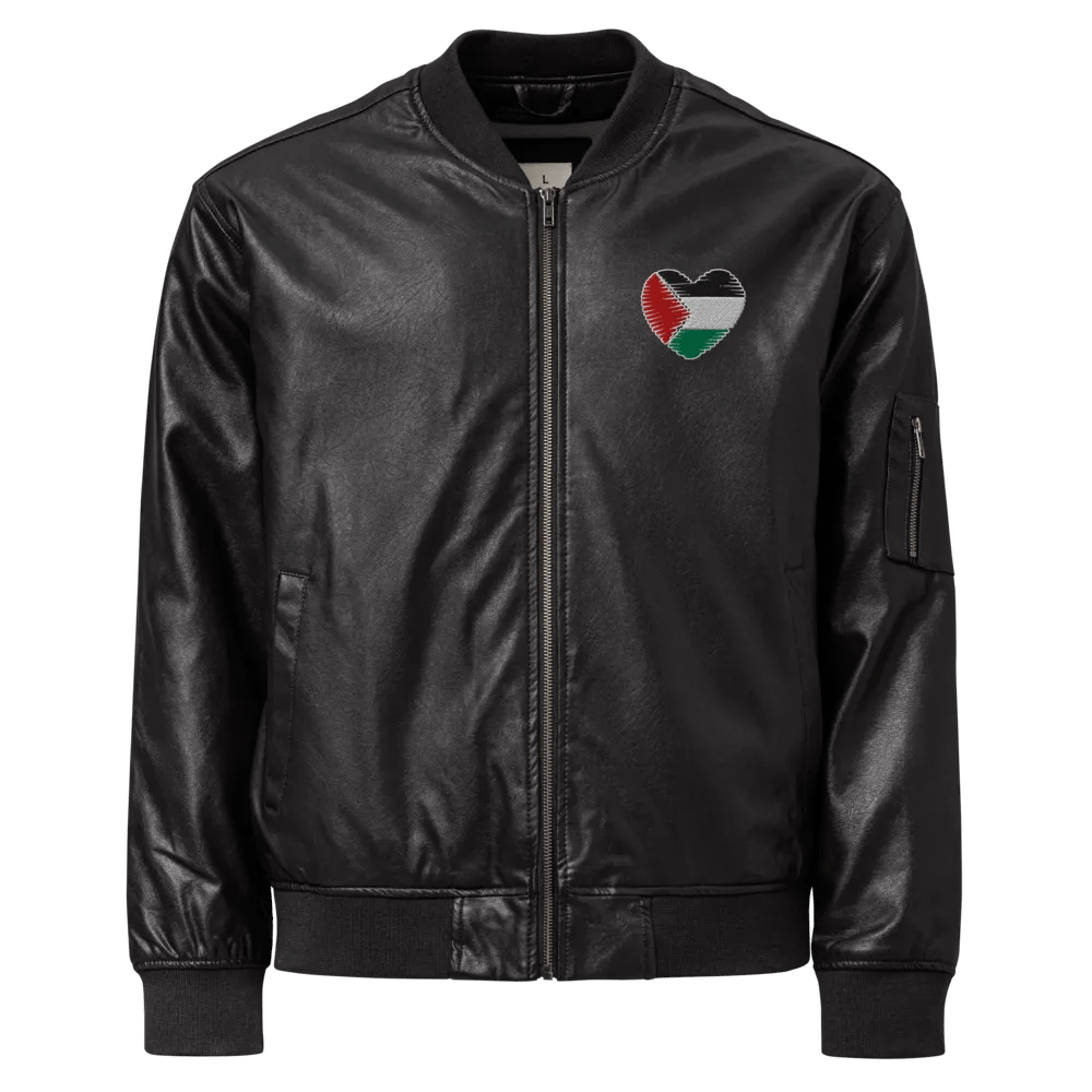 Palestine Faux Leather Bomber Jacket product image (1)