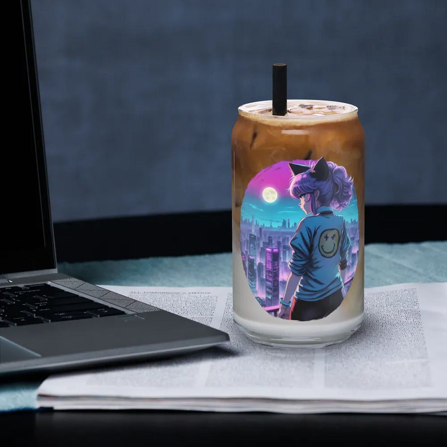 Anime Catgirl Rooftop Cool Can Drinking Glas product image (33)
