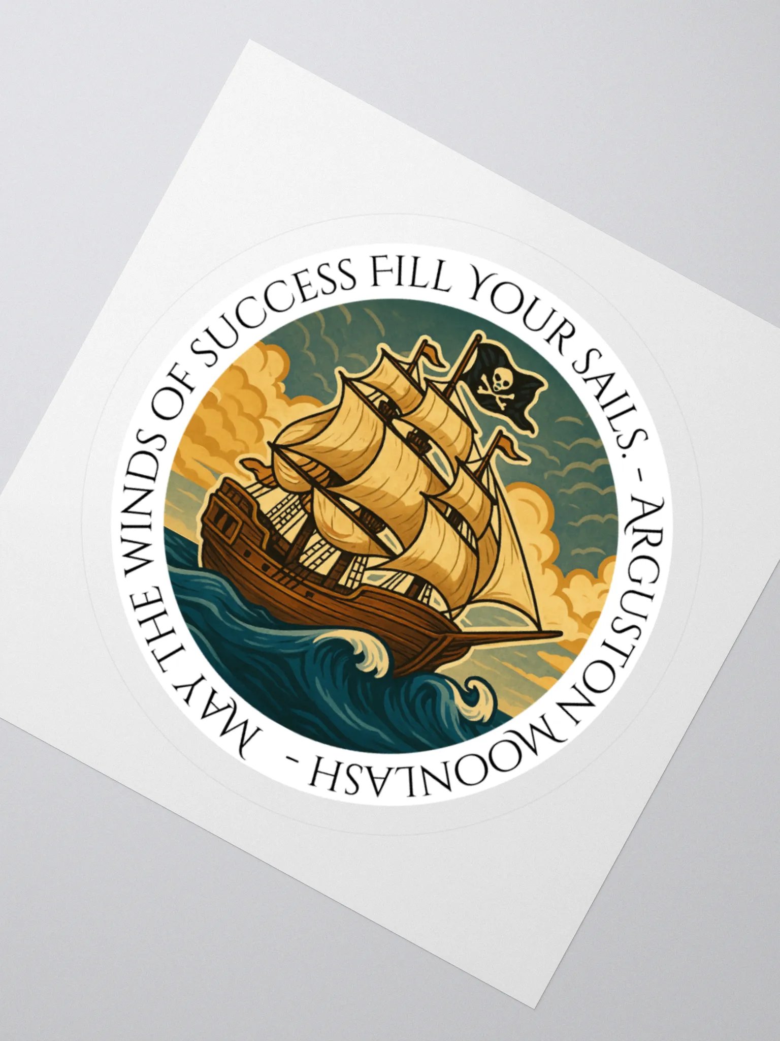 "May the Winds of Success Fill Your Sails" Arguston Moonlash Quote | Round Sticker product image (2)