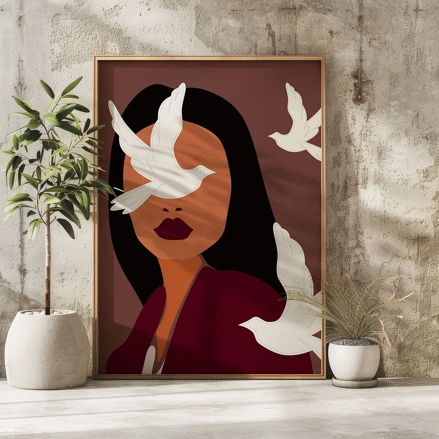 Girl with Birds Bohemian Art Print product image (8)