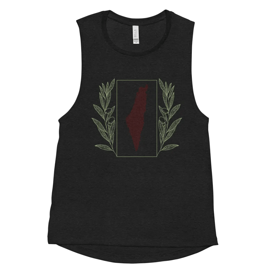 Olive Palestine Design Fitted Flowy Muscle Tank product image (26)