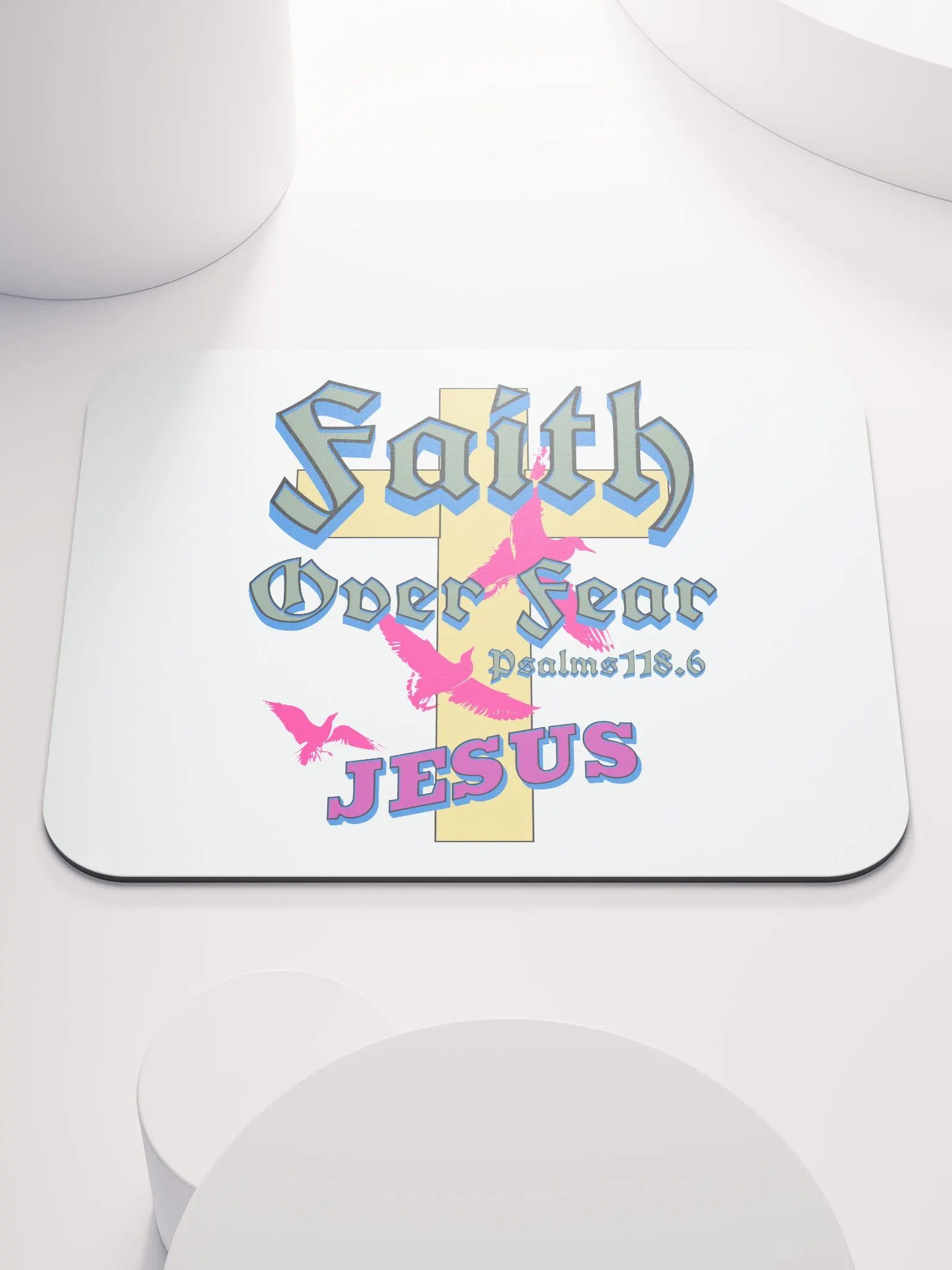 Faith Over Fear Jesus Cross Mouse Pad product image (2)