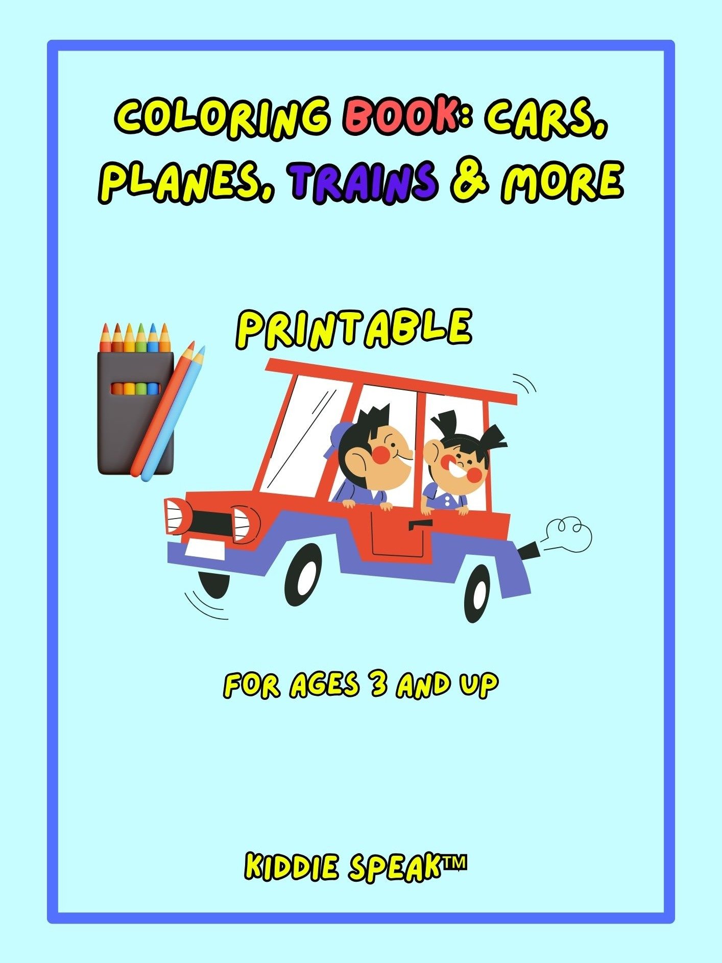 Printable Coloring Pages Cars, Planes, Trains product image (1)