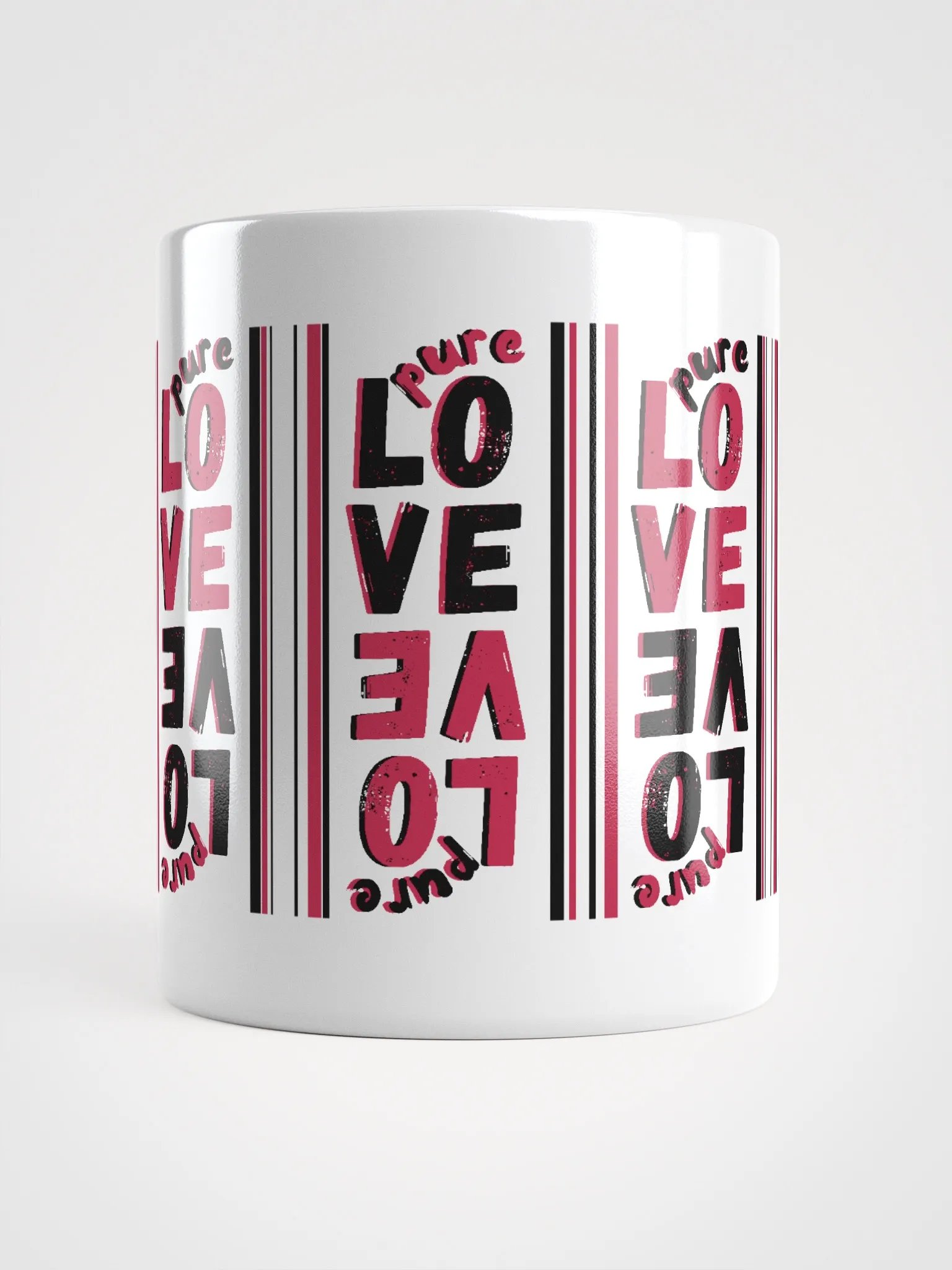 Pure LOVE dual Color Stripes in Black-Magenta - white glossy Mug product image (3)