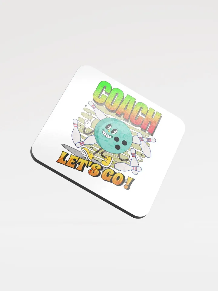 Retro Mascot Coach Bowling Excited Cork Coaster product image (1)