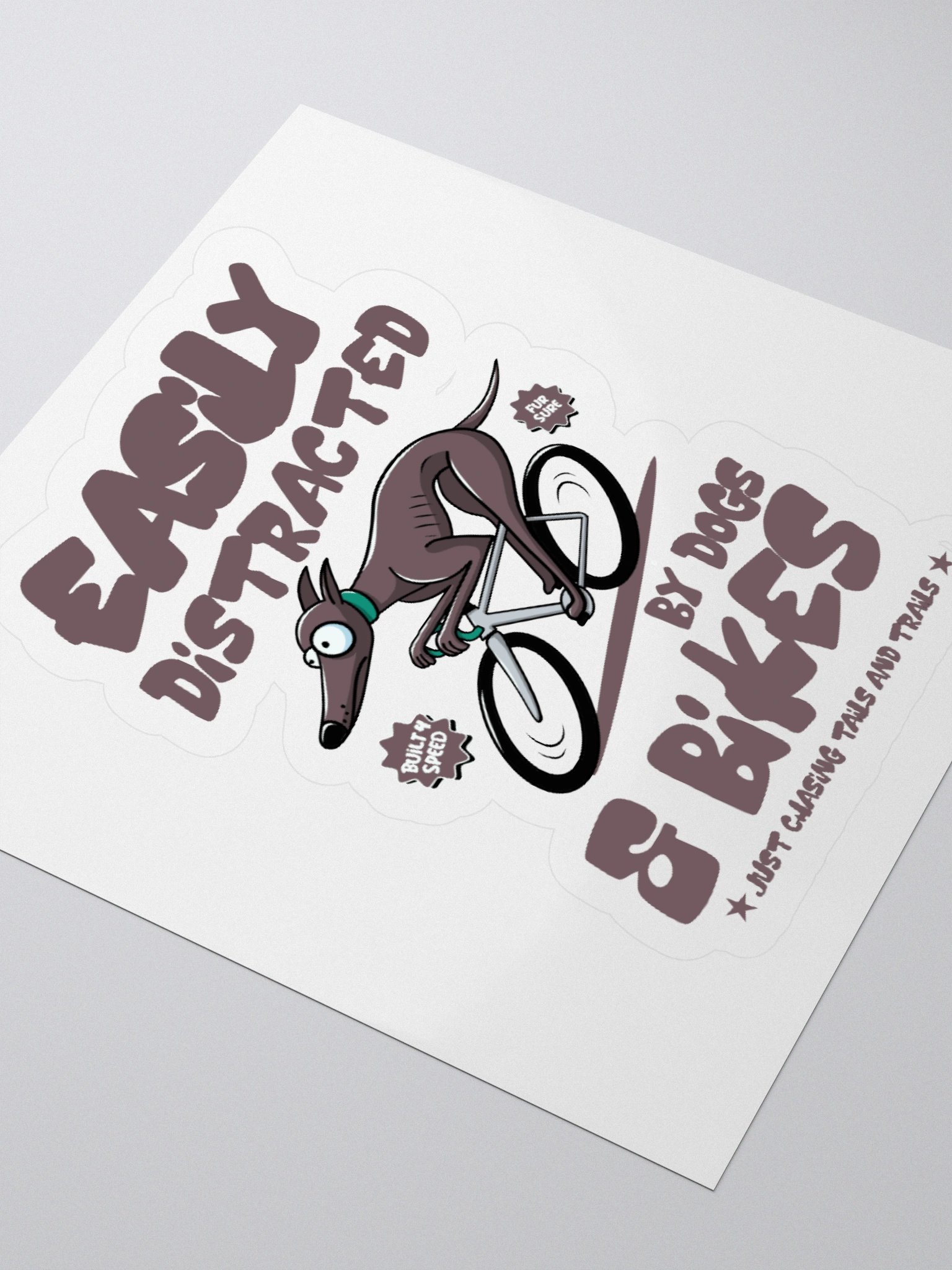 Easily Distracted by Dogs & Bikes Vinyl Sticker – Funny Greyhound Biking Decal for Cyclists & Dog Lovers product image (9)