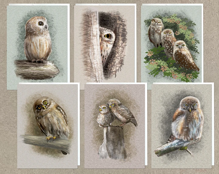 Illustrated Owl Greeting Cards, 5x7