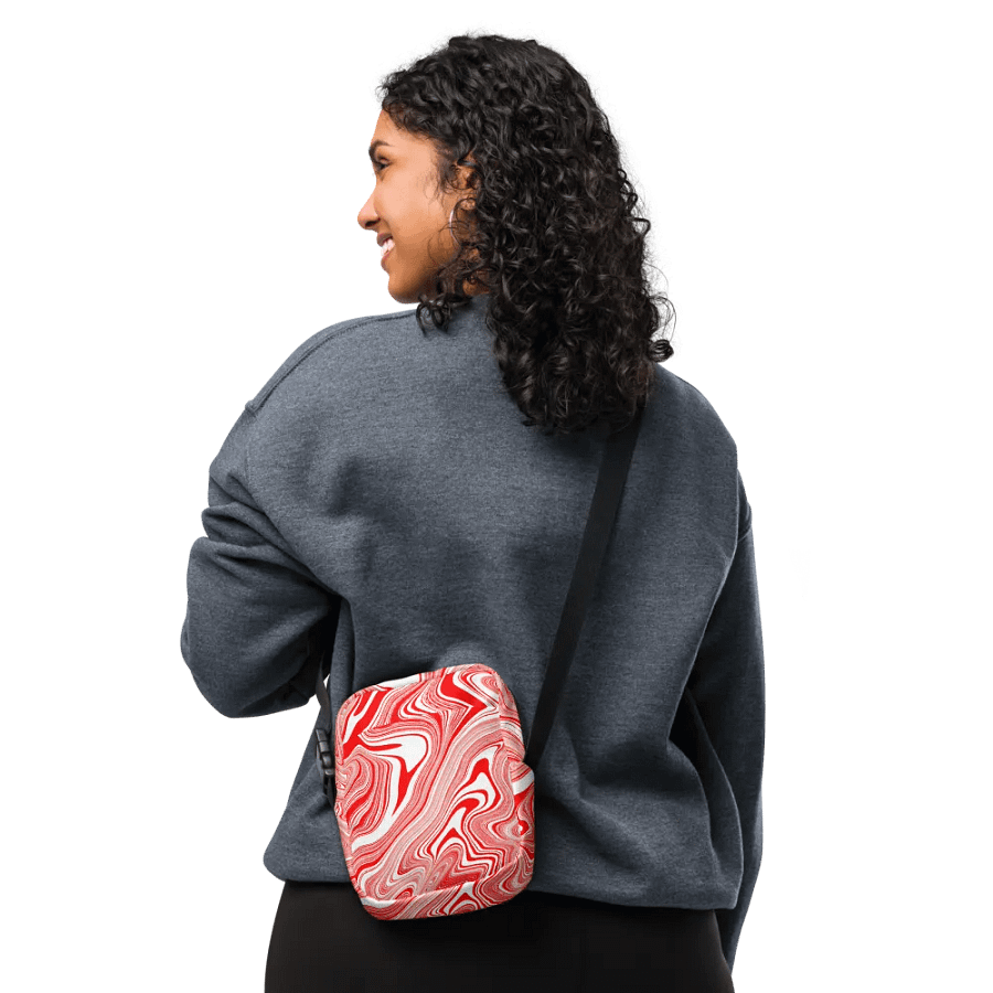 Utility Crossbody Bag - Red and White Liquid Swirls product image (11)