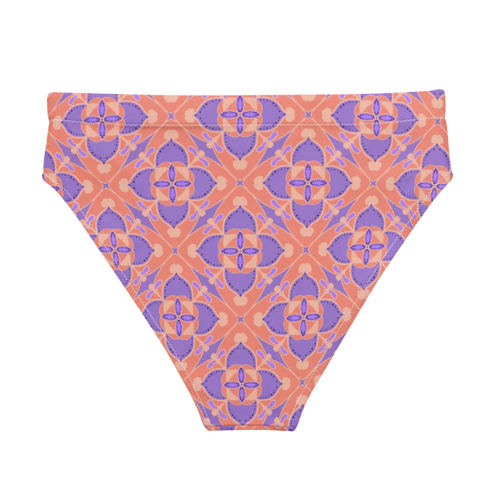 Pastel Orange and Mauve Pattern High Waisted Bikini Bottom product image (2)
