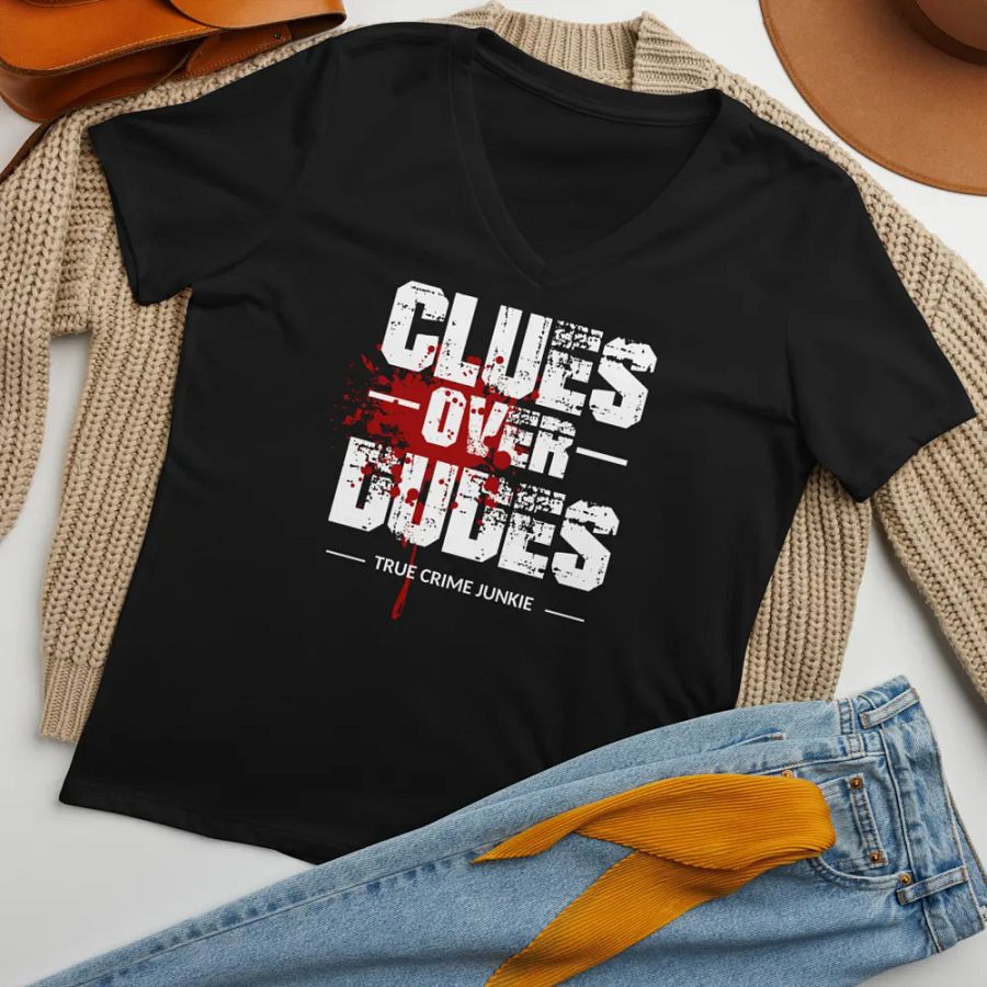 CrimeClothes Clues Over Dudes Relaxed V-Neck T-Shirt product image (8)
