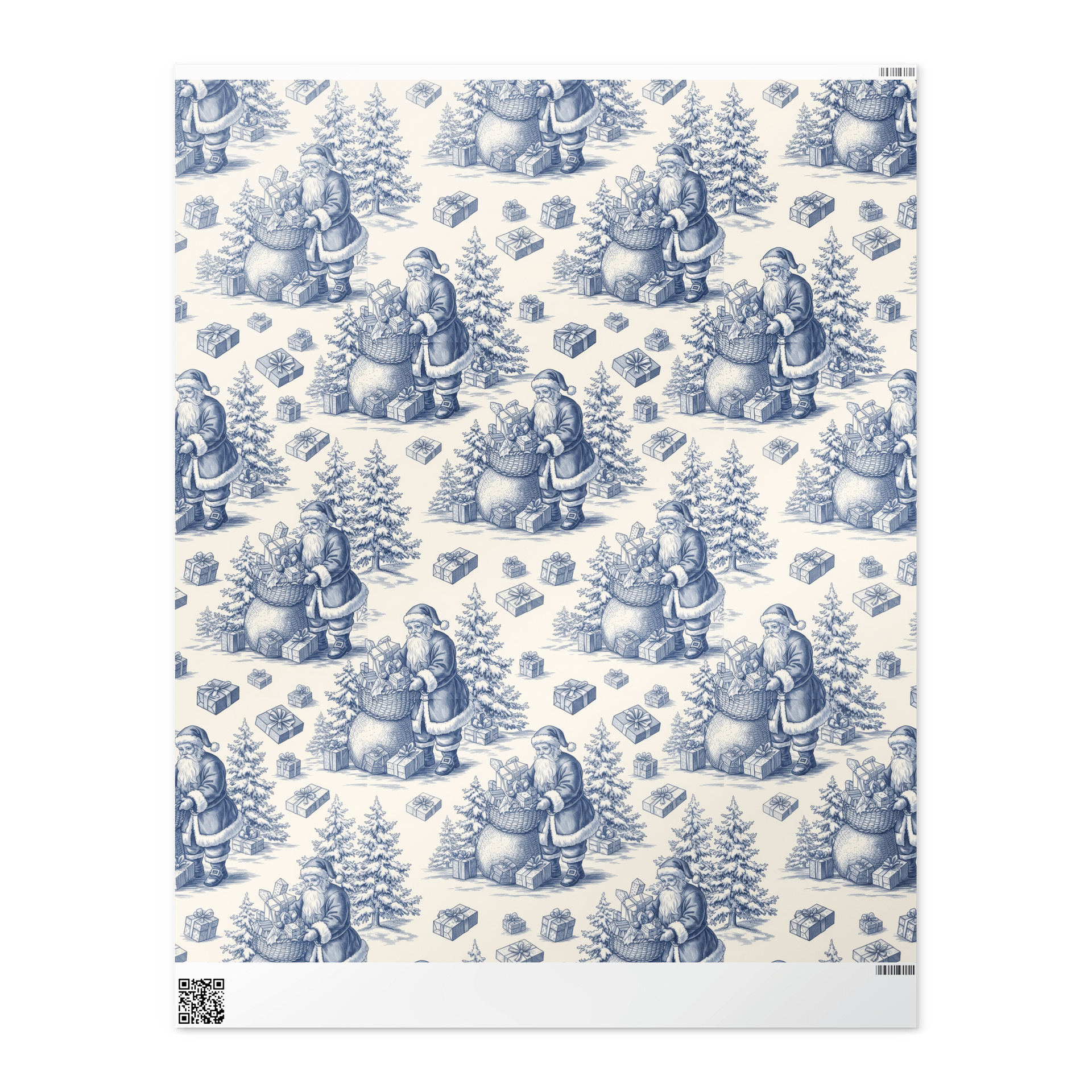 Santa Claus Christmas Eve Winter Scene Toile Chinoiserie Wrapping Paper product image (1)
