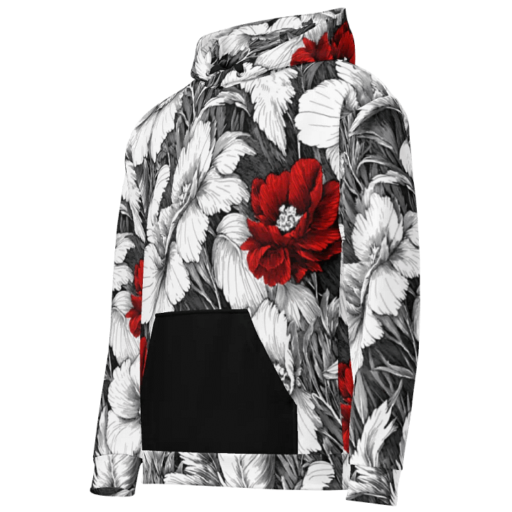 Bold Red Floral Pattern III Black Hoodie product image (1)