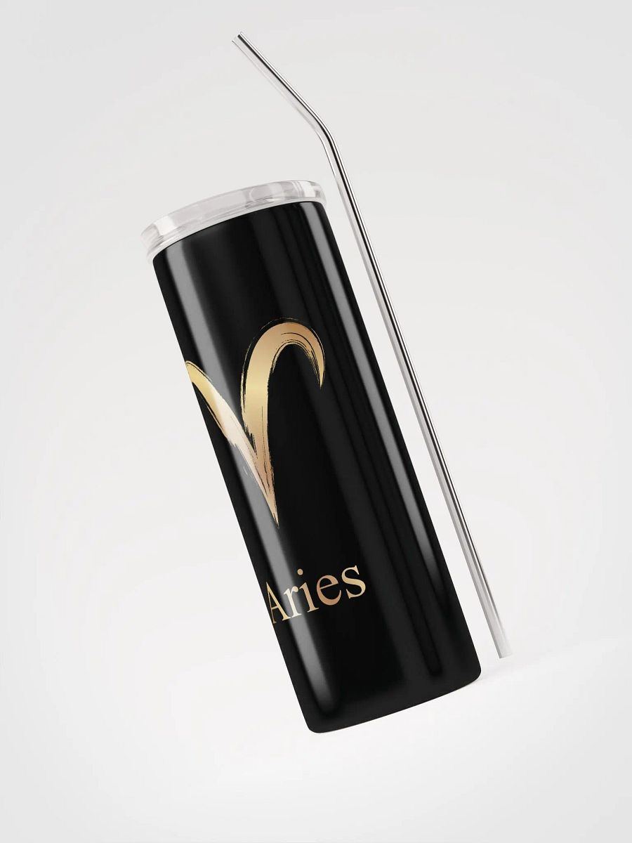 Radiate Aries Zodiac Vibes with our Golden Sign Stainless Steel Tumbler! product image (3)