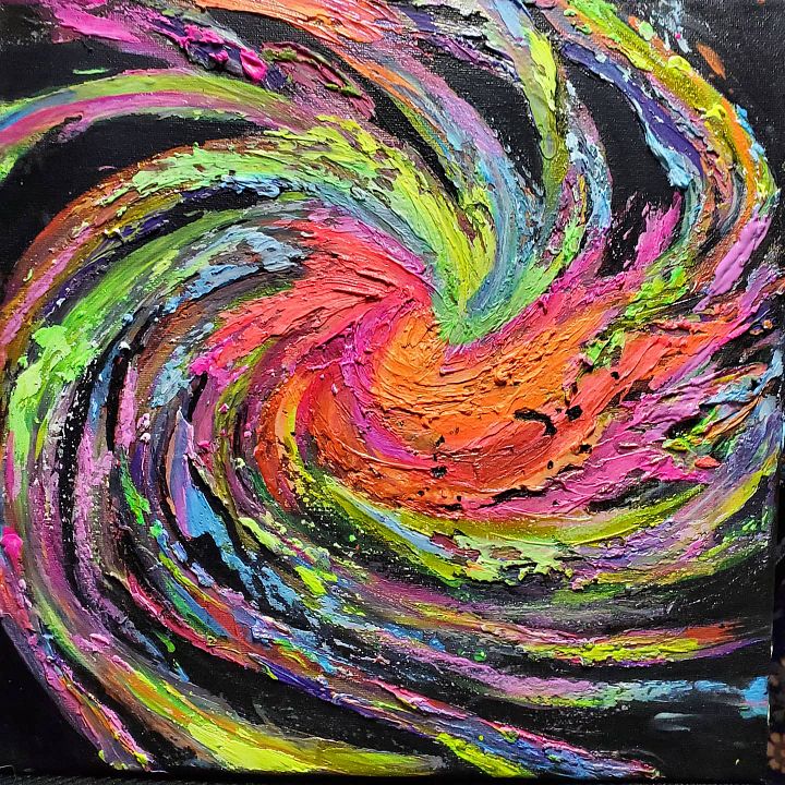 'Galaxy Burst' UV Reactive / Glow in the dark Impasto Painting product image (2)