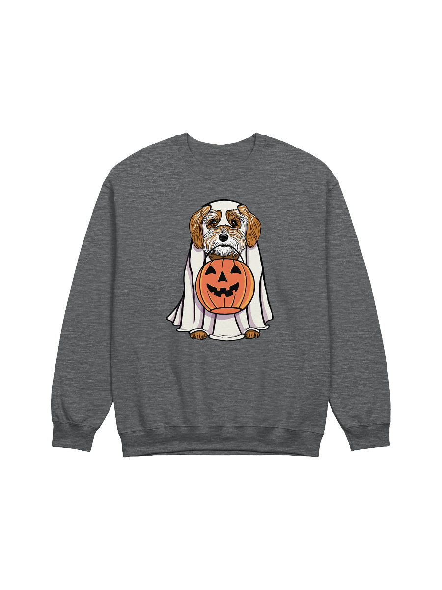 Funny Halloween Havanese(Brown & White) Sweatshirt | Funny Havanese Wearing a Ghost Costume and Holding a Pumpkin Basket product image (7)