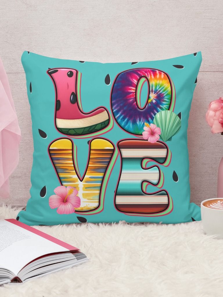 Vibrant Teal Love Pillow product image (3)