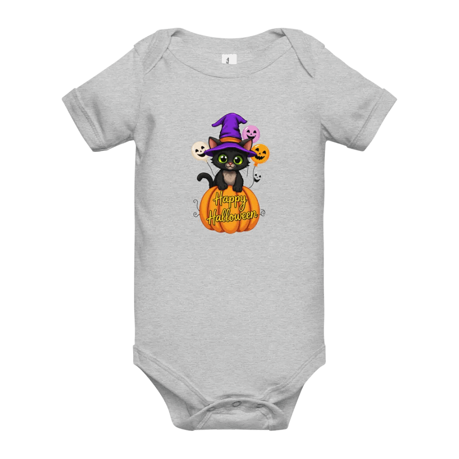Witchy Sitting Pumpkin Cat Baby Romper Onesie product image (10)