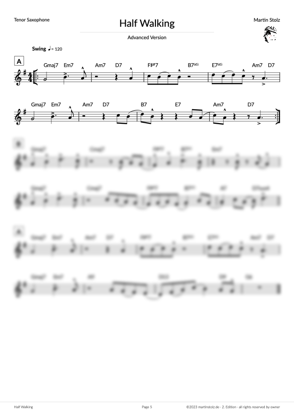 Half Walking - Tenor Saxophone (Exercise 2 Jazz Studies) product image (5)