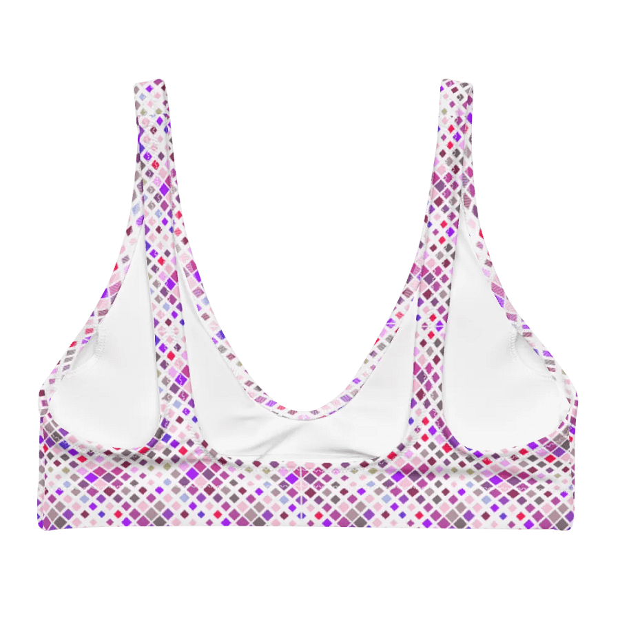 Colorful Square Pattern Design Padded Bikini Top - V1 product image (2)