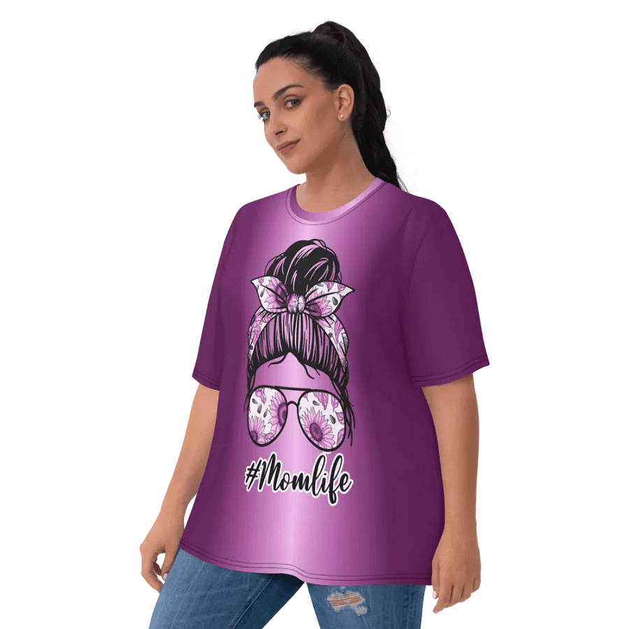 Messy Bun Mom Life All Over Print t-shirt product image (3)
