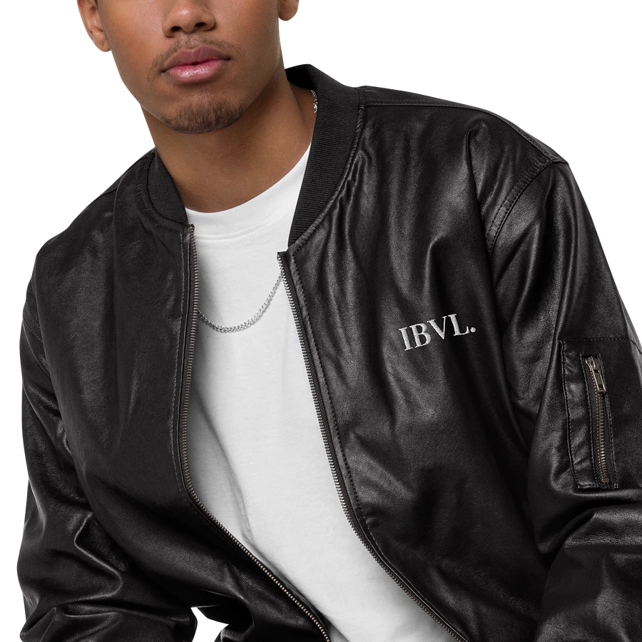 Embroidered Black IBVL Signature Unisex Faux Bomber Jacket product image (2)