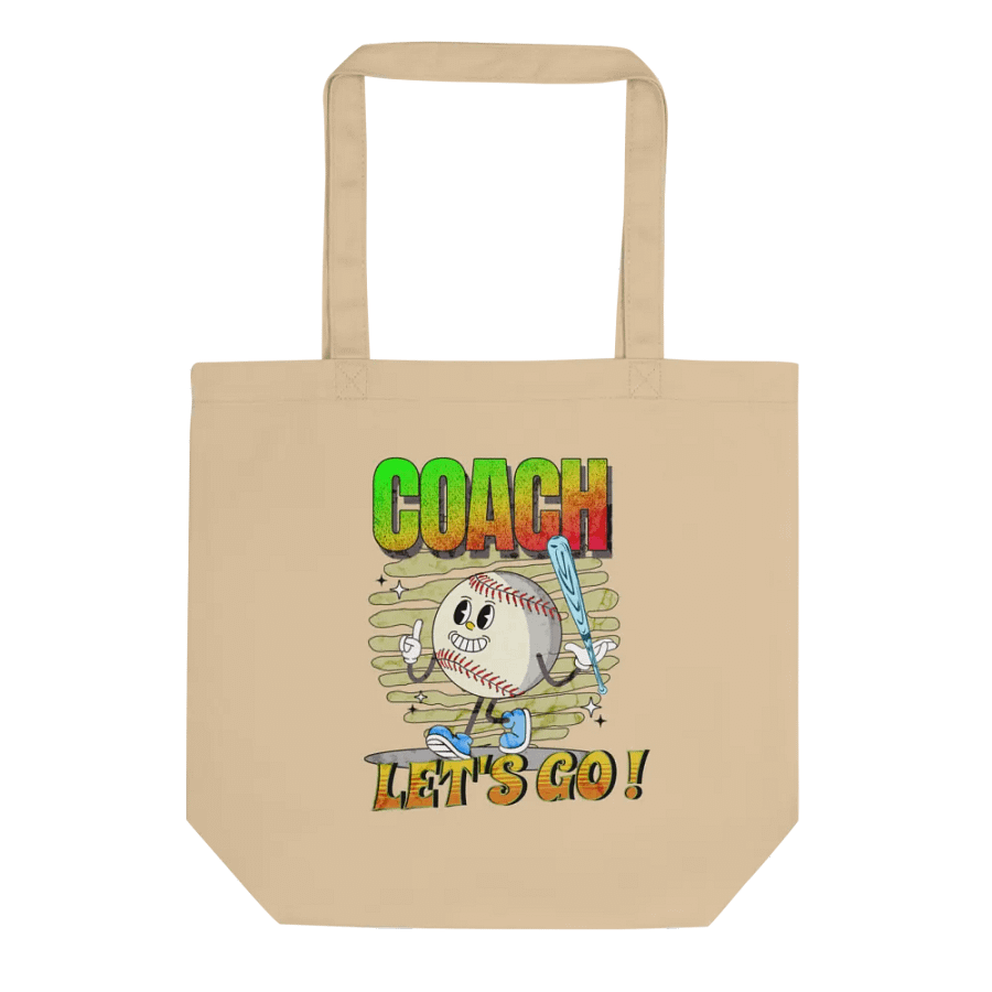 Retro Mascot Coach Lets Go Baseball Tote Bag product image (1)