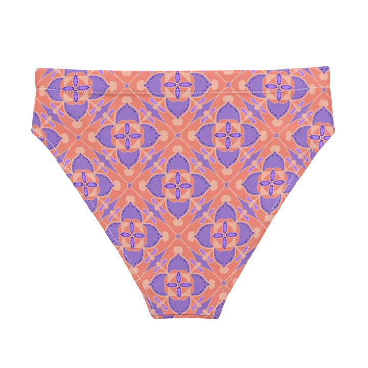 Pastel Orange and Mauve Pattern High Waisted Bikini Bottom product image (2)