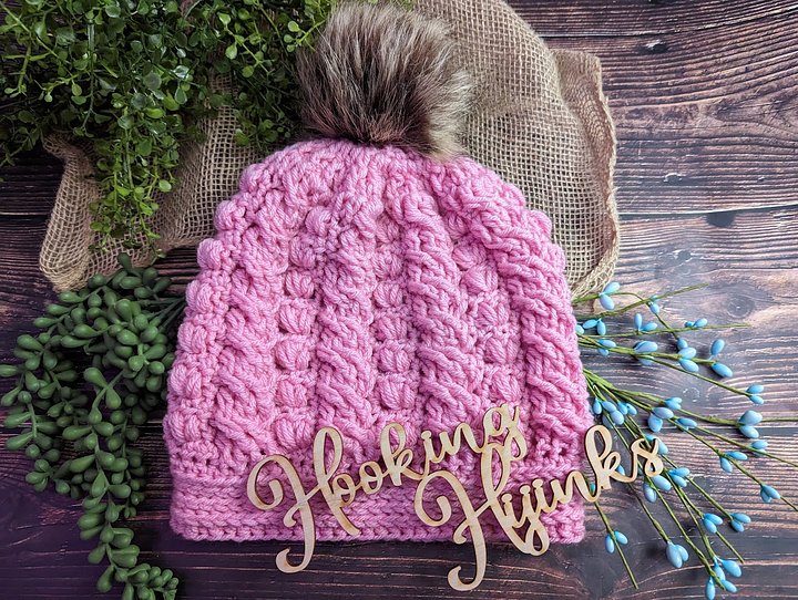Hearts & Cables Hat - Pink product image (1)