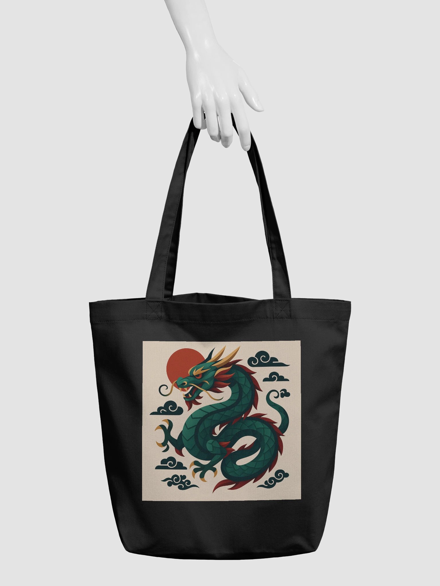 Japanese Dragon Tote Bag – Mythical Warrior Spirit Eco-Friendly Shoulder Bag product image (3)