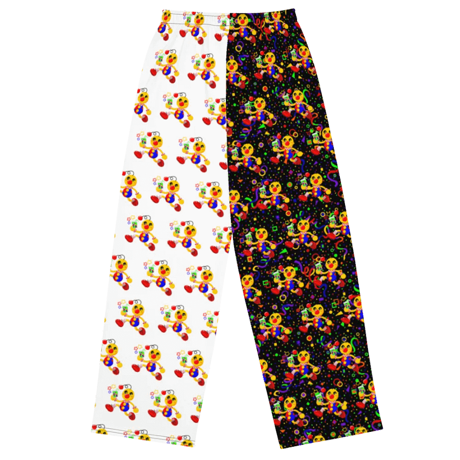 Split White and Arcade Boyoyoing Unisex Wide-Leg Pants product image (2)