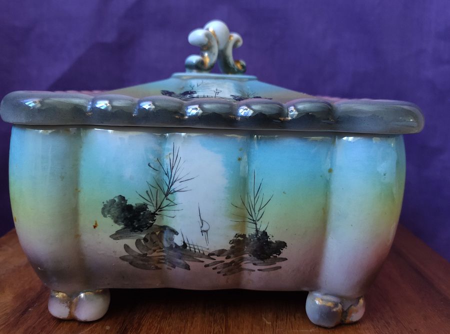 Caixa com tampa, pintada à mão, cerâmica, vintage product image (10)