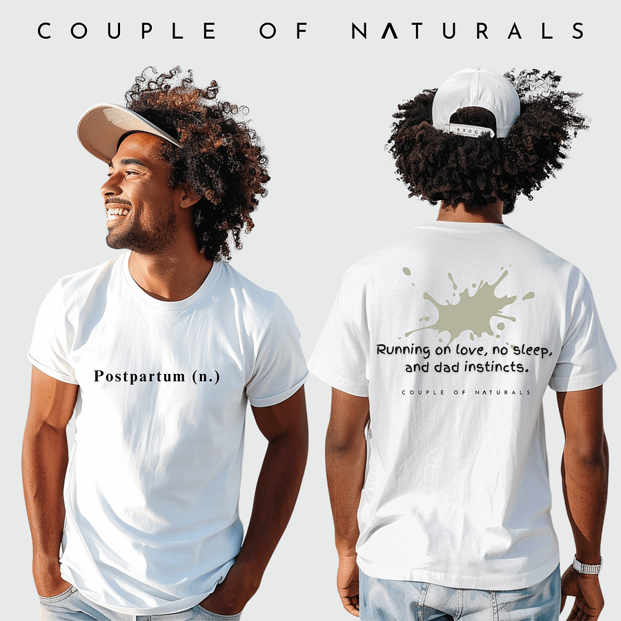 Empowering Postpartum White T-Shirt, Gift for New Dads, Celebrate Fatherhood, Green Splash product image (1)