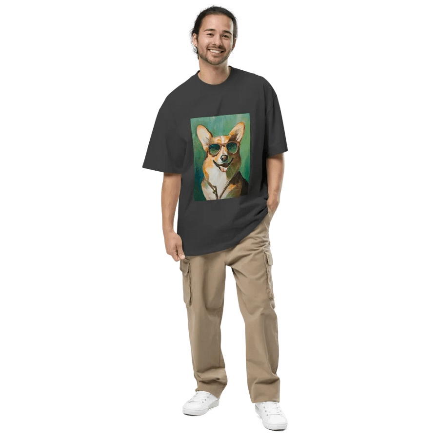 Cool Corgi Sunglasses Painting - dogPXL Artistic series Shades Oversized Tee product image (5)