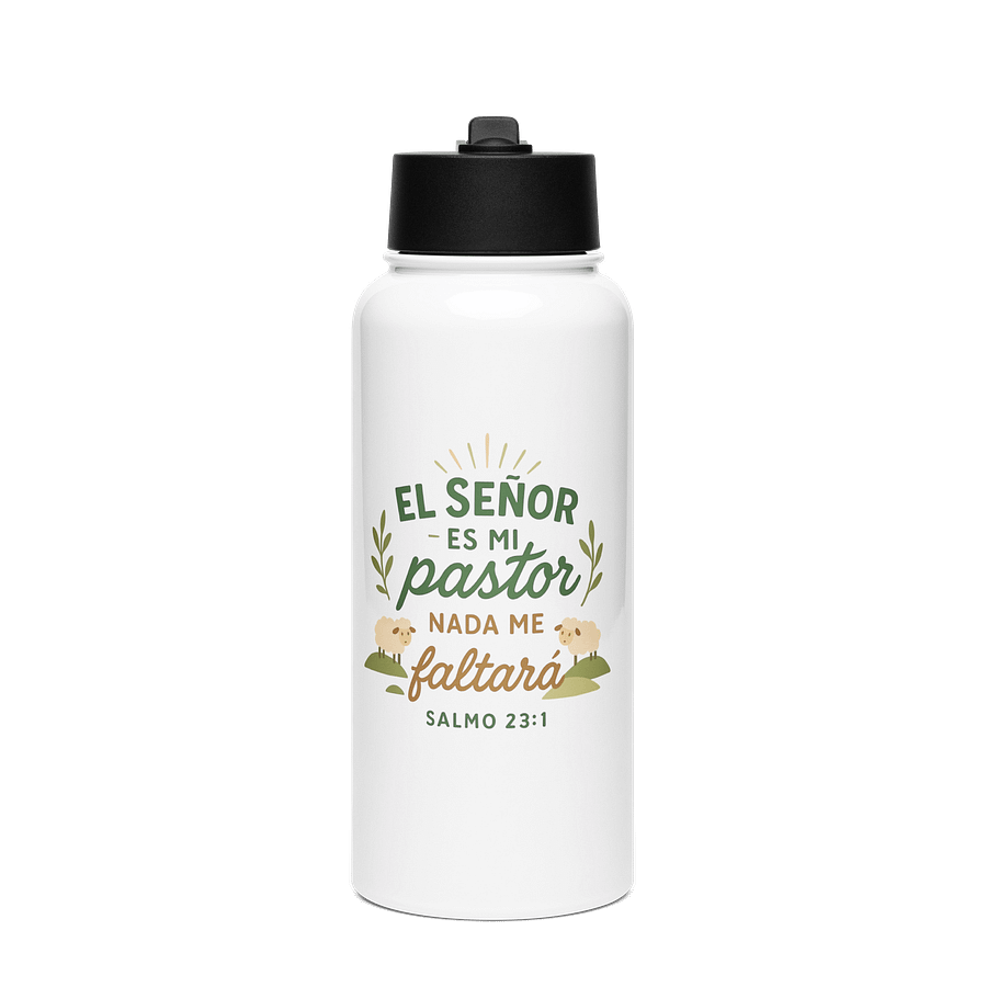 Stainless Steel Water Bottle – “El Señor es mi Pastor” – Spanish Bible Verse product image (1)