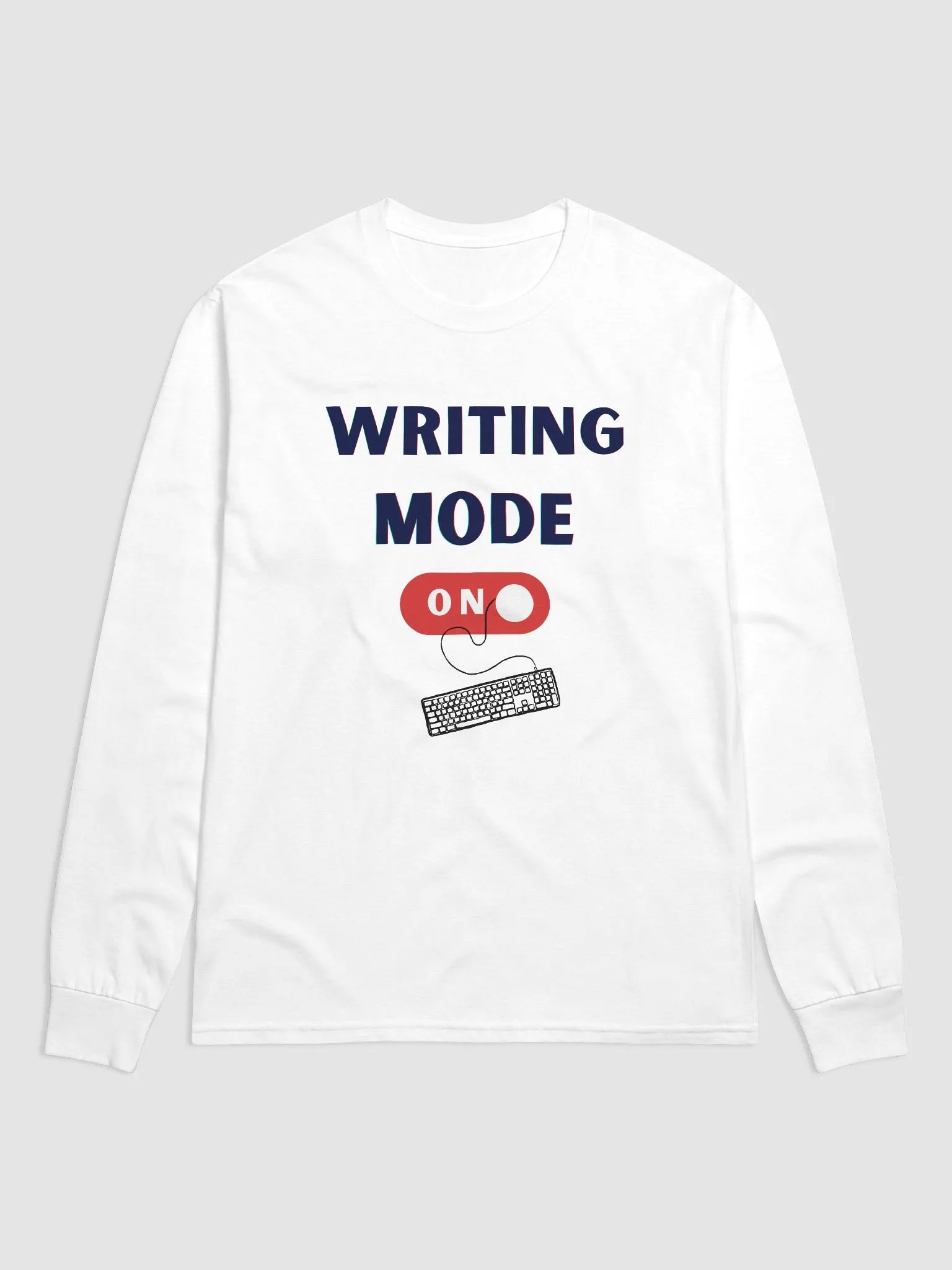 Writing Mode On - White long sleeve T-shirt product image (1)