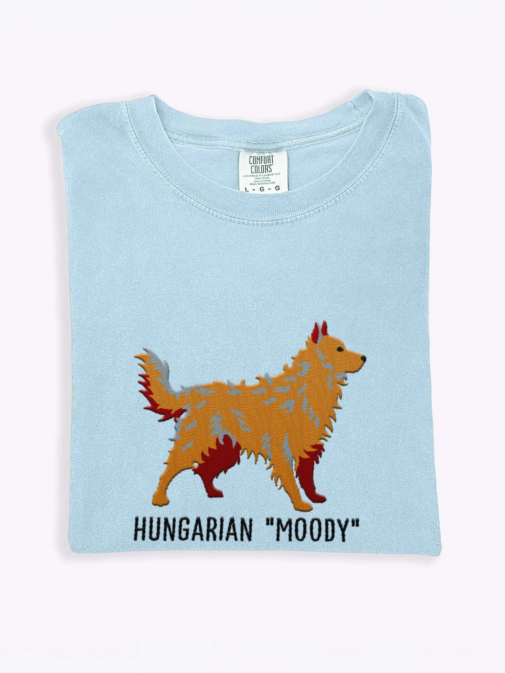 Hungarian Moody T-Shirt(Embroidered) of a Hungarian Mudi(Tan) product image (1)