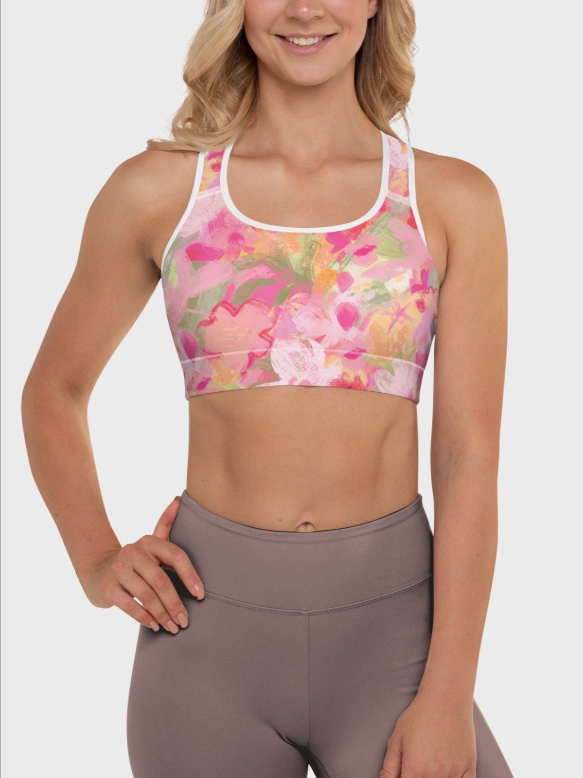 Sport Bra "Sweet Pastel Florals of Spring" Printed product image (1)