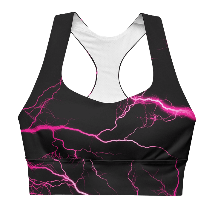 Neon Pink Lightning Longline Sports Bra product image (2)