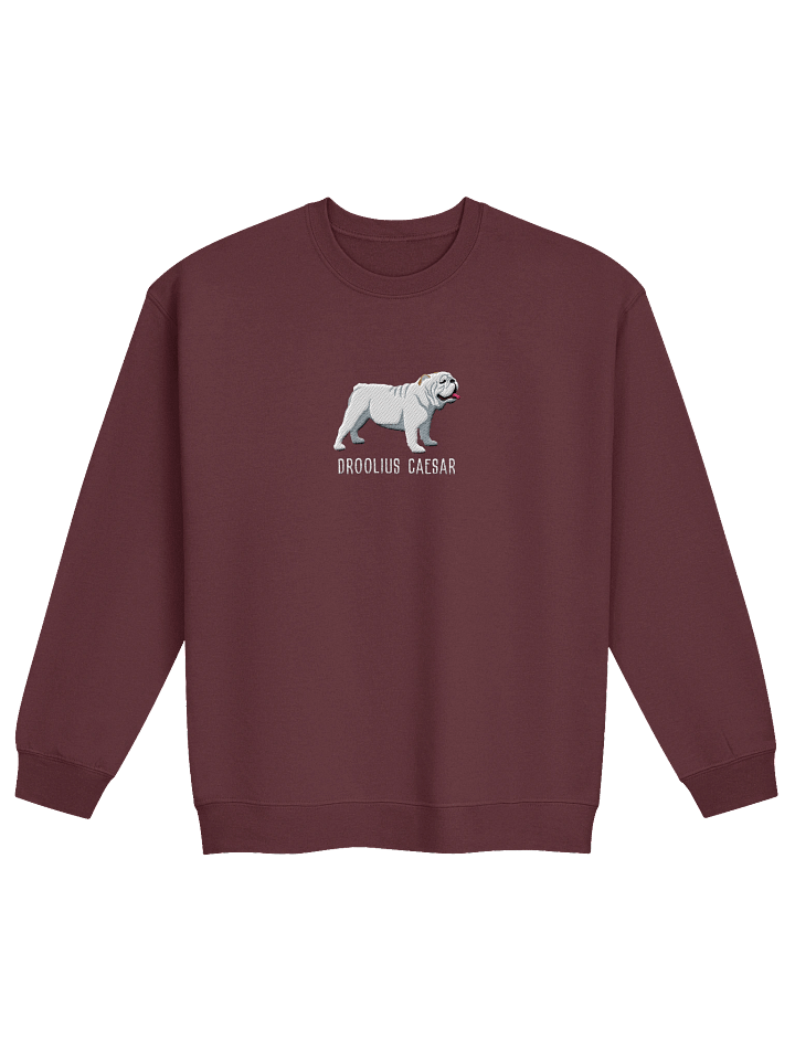 Droolius Caesar Sweatshirt (Embroidered) of an English Bulldog(White) product image (5)